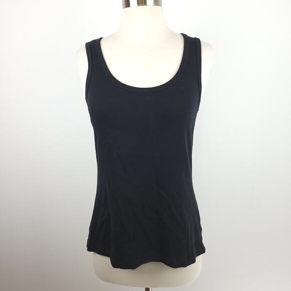 Lilla P Black Scoop Neck Tank Top Knit Stretch Basic Neutral Size Medium - Picture 1 of 6